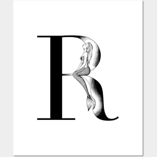 Mermaid Monogram R Posters and Art